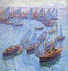 Fishing Paintings - Breton Fishing Boats by Bernhard Gutmann